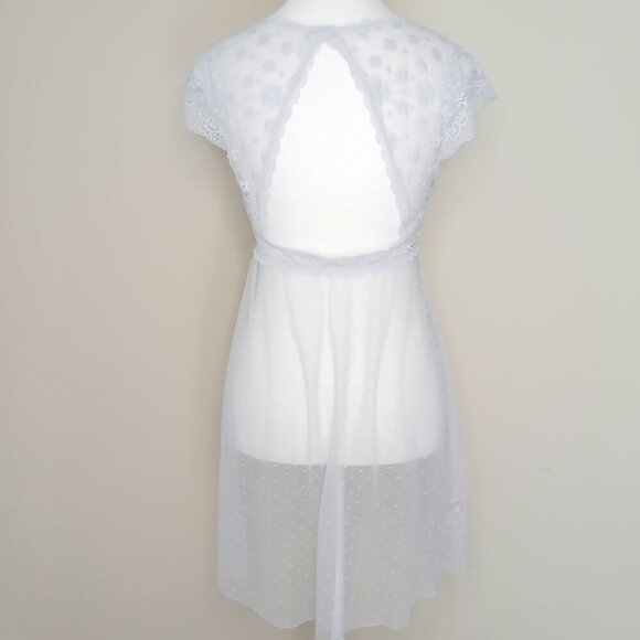 La Vie En Rose Sheer Stretch Baby Doll Chemise Blue Size M - Picture 5 of 8